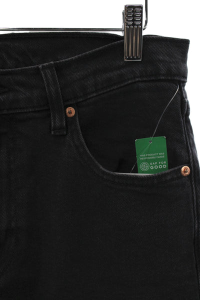 Gap Womens Wide Leg Jeans Black Mid Rise Petite Size 29