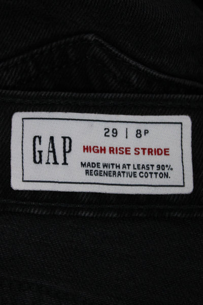 Gap Womens Wide Leg Jeans Black Mid Rise Petite Size 29