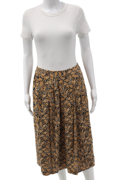 J Crew Women Yellow Abstract Knee Length Skirt Size 4