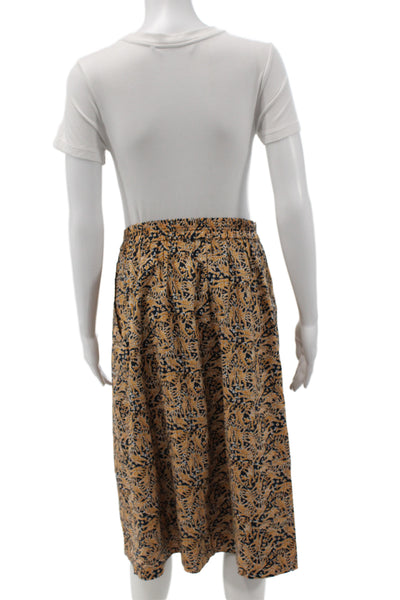 J Crew Women Yellow Abstract Knee Length Skirt Size 4