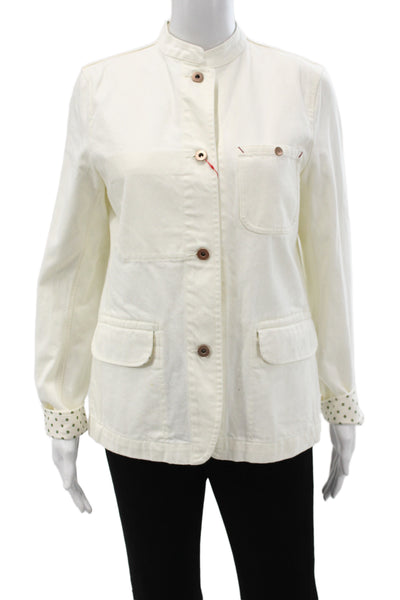 Ines De La Fressange x Uniqlo Women Military Jacket White High Neck Size M