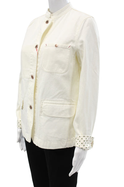Ines De La Fressange x Uniqlo Women Military Jacket White High Neck Size M