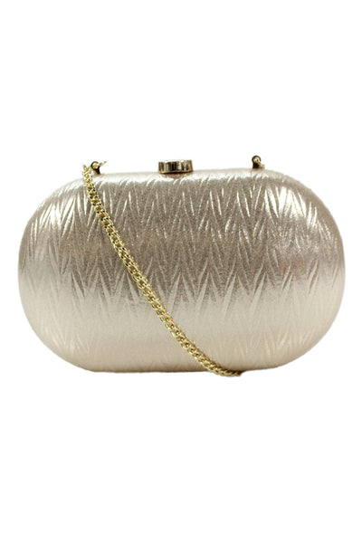 Olga Berg Womens Chevron Striped Crossbody Shoulder Handbag Gold