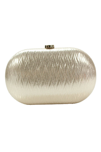 Olga Berg Womens Chevron Striped Crossbody Shoulder Handbag Gold