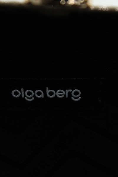 Olga Berg Womens Chevron Striped Crossbody Shoulder Handbag Gold