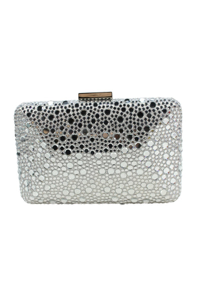 Olga Berg Womens Jeweled Embellished Crossbody Shoulder Handbag Silver