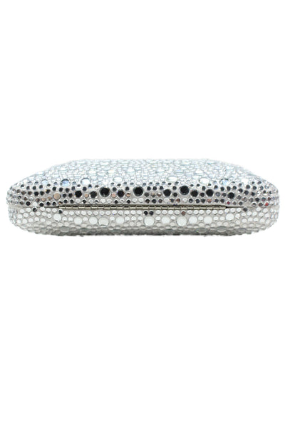 Olga Berg Womens Jeweled Embellished Crossbody Shoulder Handbag Silver