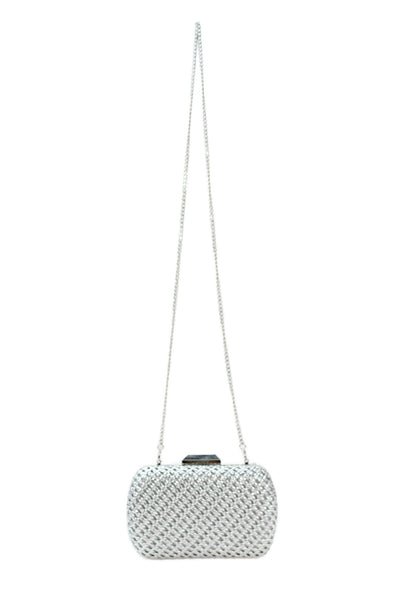 Olga Berg Womens Woven Braided Texture Crossbody Shoulder Handbag Silver