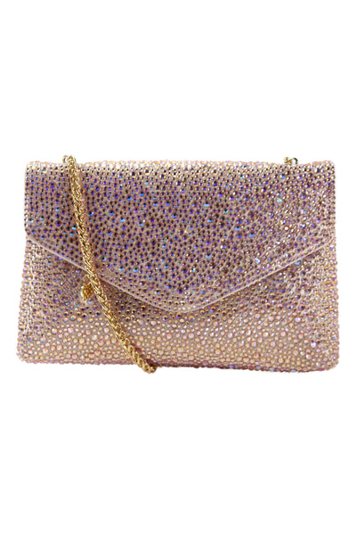 Olga Berg Womens Jeweled Embellished Crossbody Shoulder Handbag Pink