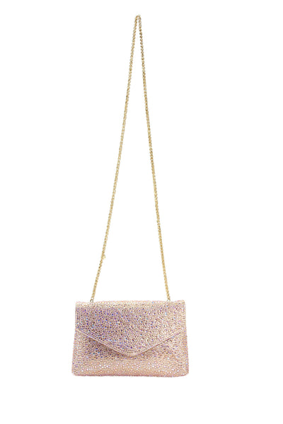 Olga Berg Womens Jeweled Embellished Crossbody Shoulder Handbag Pink