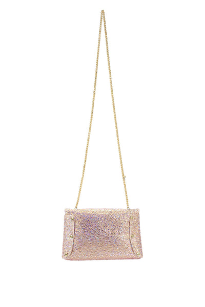 Olga Berg Womens Jeweled Embellished Crossbody Shoulder Handbag Pink