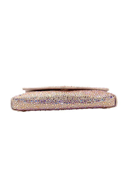 Olga Berg Womens Jeweled Embellished Crossbody Shoulder Handbag Pink