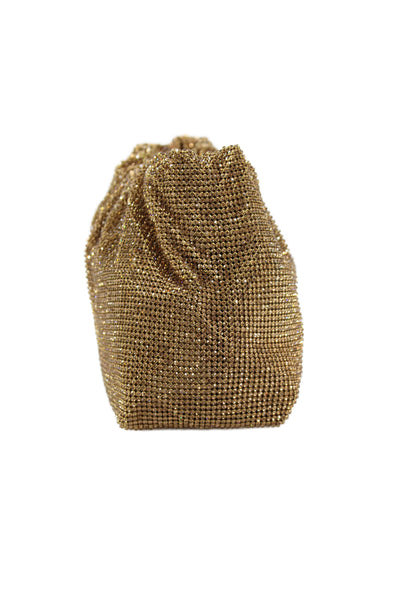 Olga Berg Womens Jeweled Chain Mail Satchel Shoulder Handbag Gold