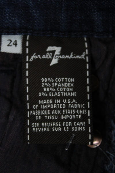 7 For All Mankind Womens Skinny Dark Blue Denim Jeans Size 24