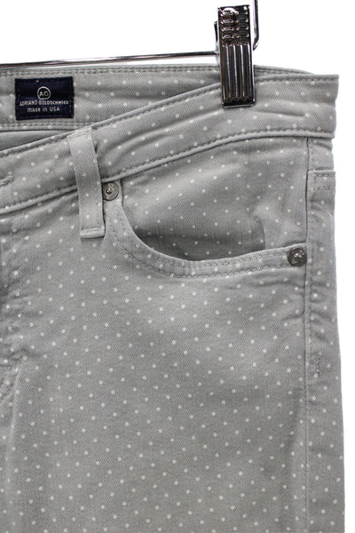 AG Adriano Goldschmied Women Gray Polka Dot Skinny Jeans Denim Size 27