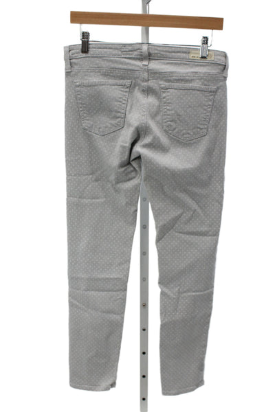 AG Adriano Goldschmied Women Gray Polka Dot Skinny Jeans Denim Size 27
