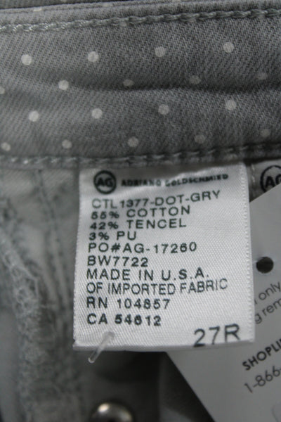 AG Adriano Goldschmied Women Gray Polka Dot Skinny Jeans Denim Size 27