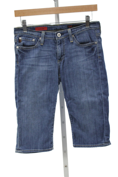 AG Adriano Goldschmied Unisex Bermuda Shorts Blue Button 98% Cotton Size 26