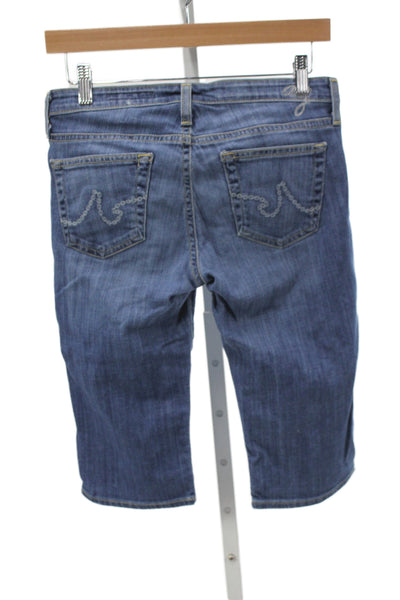 AG Adriano Goldschmied Unisex Bermuda Shorts Blue Button 98% Cotton Size 26