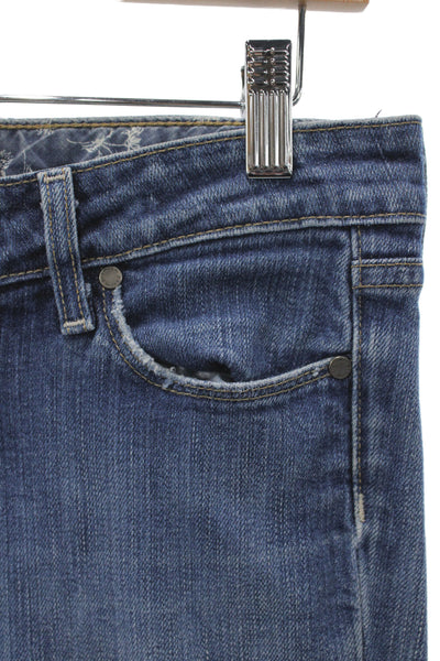 Paige Womens Bootcut Jeans Blue Low Rise Button Fly Petites Size 26