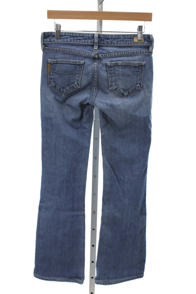 Paige Womens Bootcut Jeans Blue Low Rise Button Fly Petites Size 26