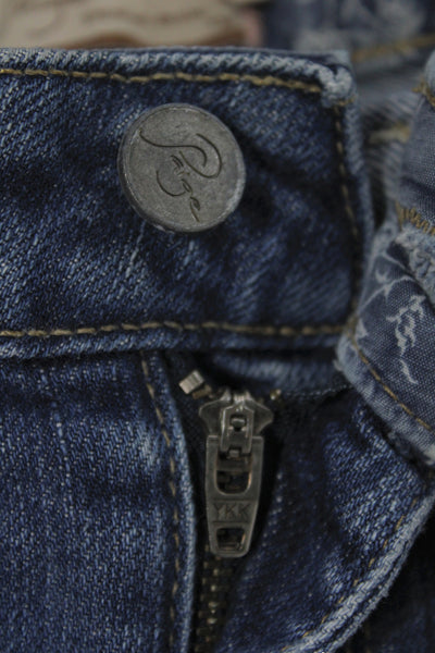Paige Womens Bootcut Jeans Blue Low Rise Button Fly Petites Size 26
