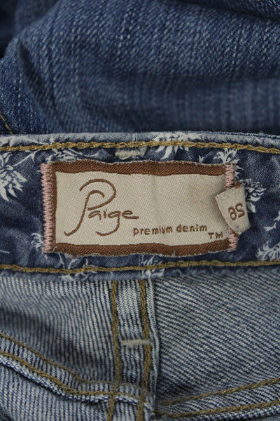 Paige Womens Bootcut Jeans Blue Low Rise Button Fly Petites Size 26