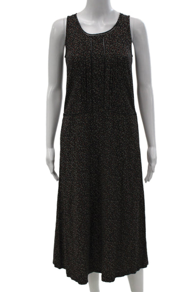 Ines De La Fressange Women Sleeveless Black Floral Polka Dot Maxi Dress Size 2XS
