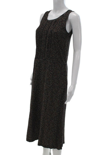 Ines De La Fressange Women Sleeveless Black Floral Polka Dot Maxi Dress Size 2XS