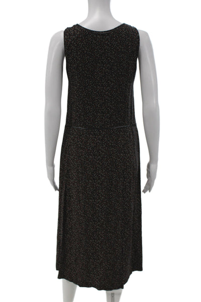 Ines De La Fressange Women Sleeveless Black Floral Polka Dot Maxi Dress Size 2XS
