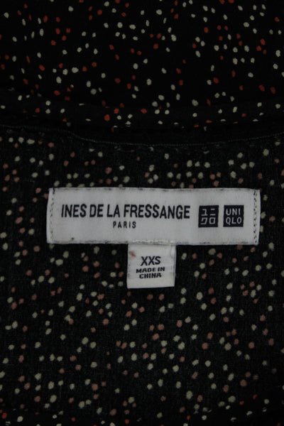 Ines De La Fressange Women Sleeveless Black Floral Polka Dot Maxi Dress Size 2XS