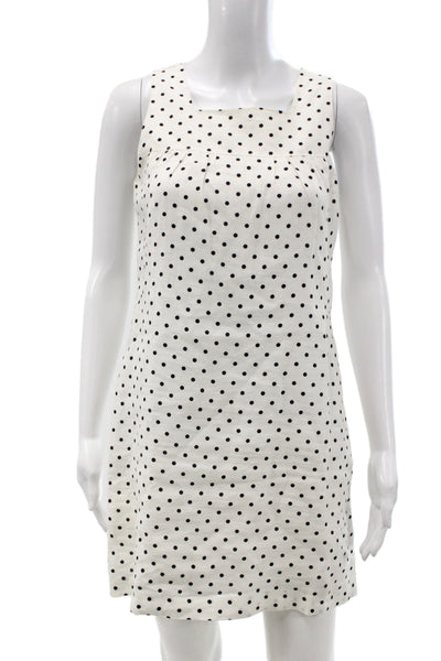 Island Company Women Shift Dress White Polka Dot Square Neck Petites Size XS