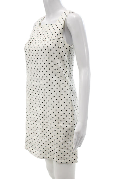Island Company Women Shift Dress White Polka Dot Square Neck Petites Size XS