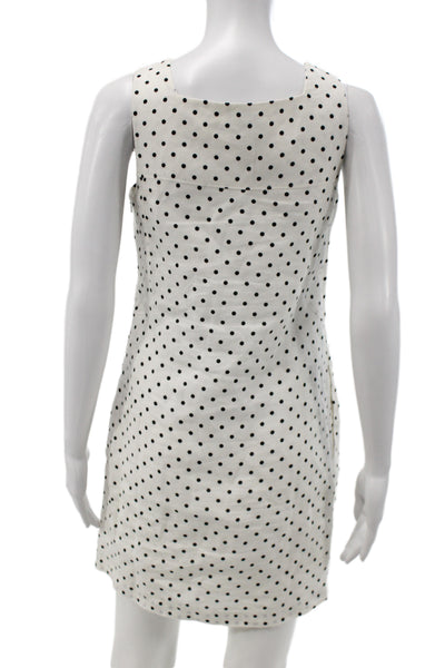 Island Company Women Shift Dress White Polka Dot Square Neck Petites Size XS