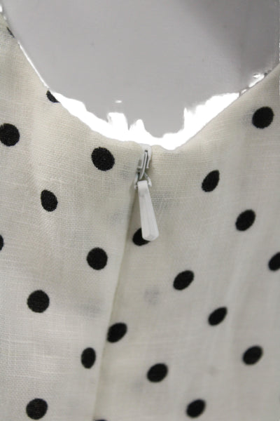 Island Company Women Shift Dress White Polka Dot Square Neck Petites Size XS