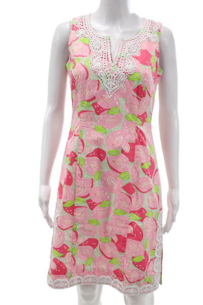 Lilly Pulitzer Womens Sleeveless Floral Cotton Shift Sundress Pink Size 2