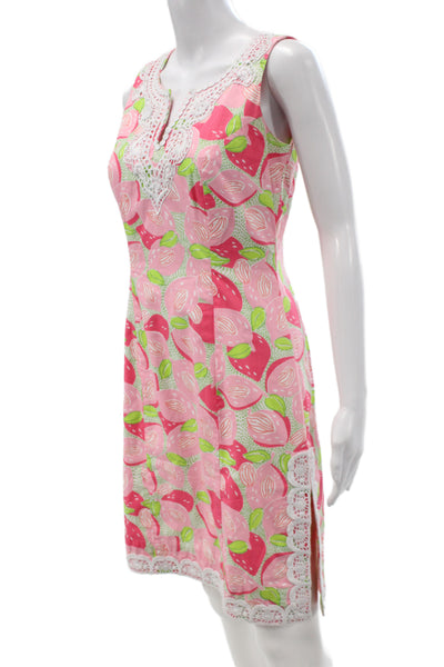 Lilly Pulitzer Womens Sleeveless Floral Cotton Shift Sundress Pink Size 2