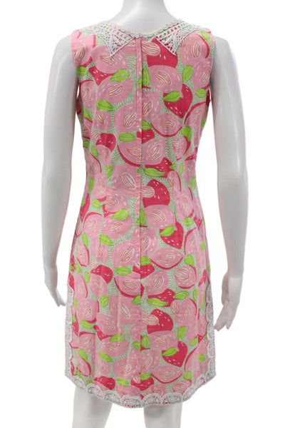 Lilly Pulitzer Womens Sleeveless Floral Cotton Shift Sundress Pink Size 2