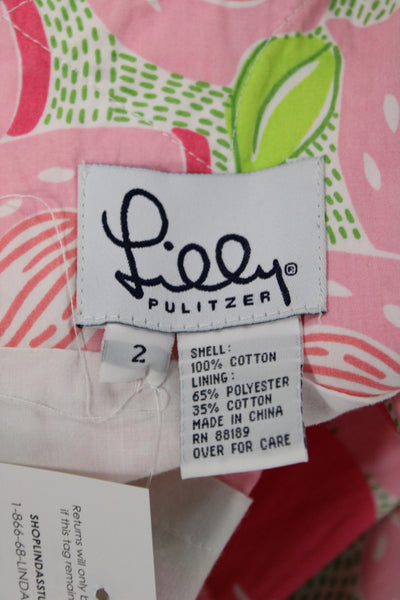 Lilly Pulitzer Womens Sleeveless Floral Cotton Shift Sundress Pink Size 2