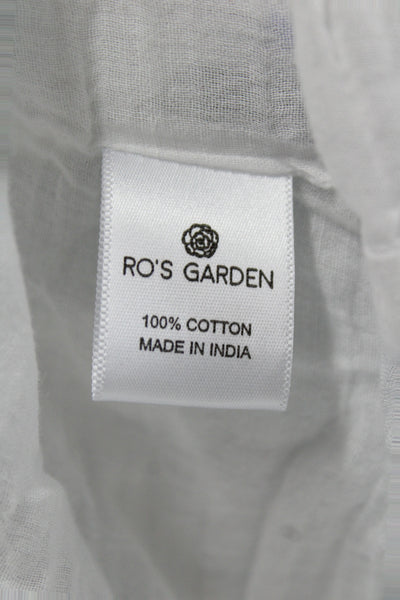 Ro's Garden Women White Floral Shirt Dress Button Long Sleeve Cotton Size XS