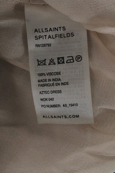 AllSaints Spitalfields Womens Slip Dress Beige Aztec Viscose Size 6