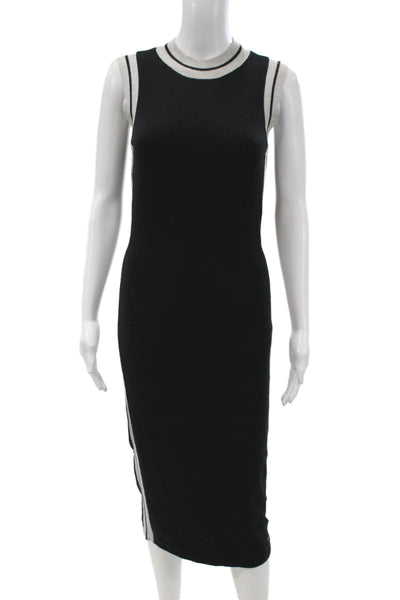 Philanthropy Women Bodycon Sweater Tank Dress Black Crew Neck Midcalf Size XS