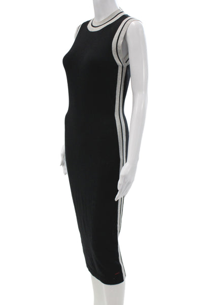 Philanthropy Women Bodycon Sweater Tank Dress Black Crew Neck Midcalf Size XS