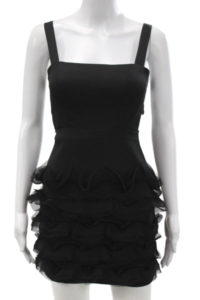 BCBGMAXAZRIA Womens Bodycon Mini Dress Black Square Neck Sleeveless Size 0