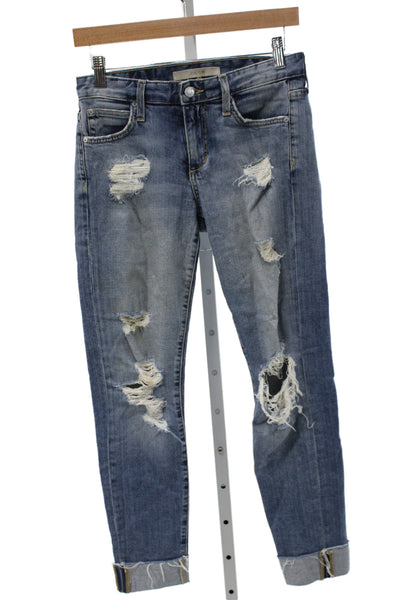 Joes Womens Boyfriend Skinny Jeans Blue Mid Rise Cotton Spandex Button Size 24