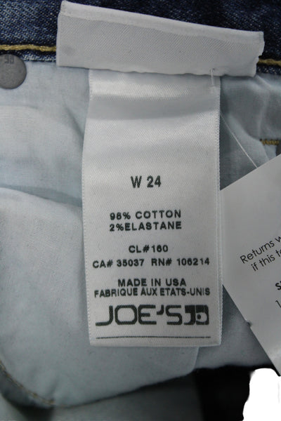 Joes Womens Boyfriend Skinny Jeans Blue Mid Rise Cotton Spandex Button Size 24