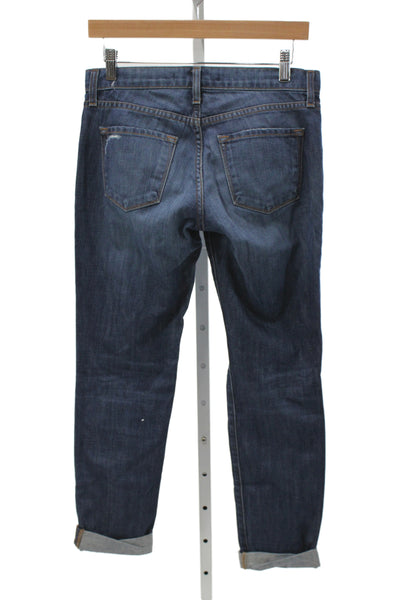 J Brand Womens Cropped Boyfriend Mid Rise Dark Blue Cotton Jeans Size 24