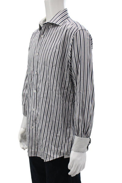 Bugatchi Men's Long Sleeves Button Down Multicolor Striped Shirt Size M