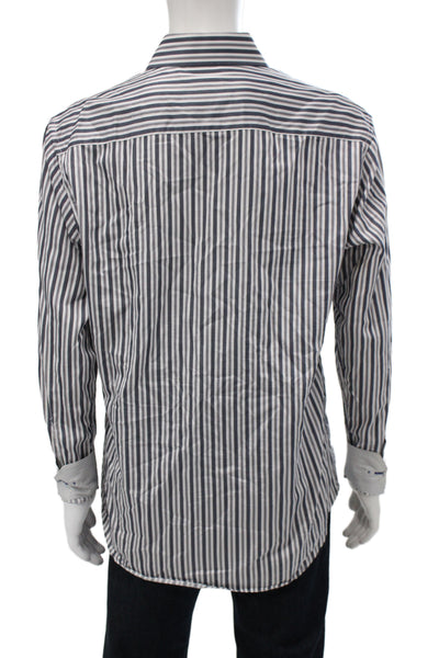 Bugatchi Men's Long Sleeves Button Down Multicolor Striped Shirt Size M