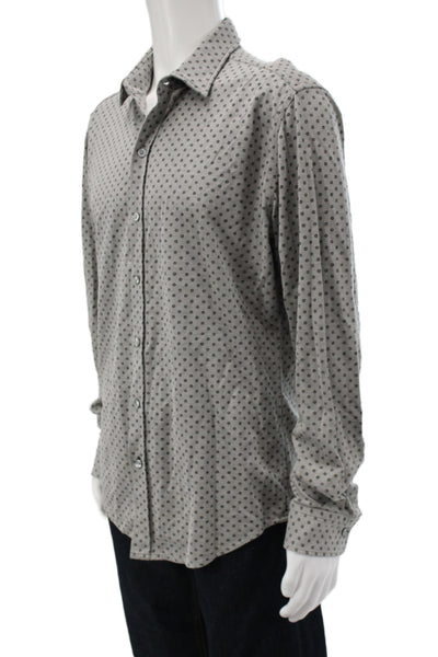 Boss Hugo Boss Mens Gray Polka Dot Long Sleeve Button Up Shirt Size L